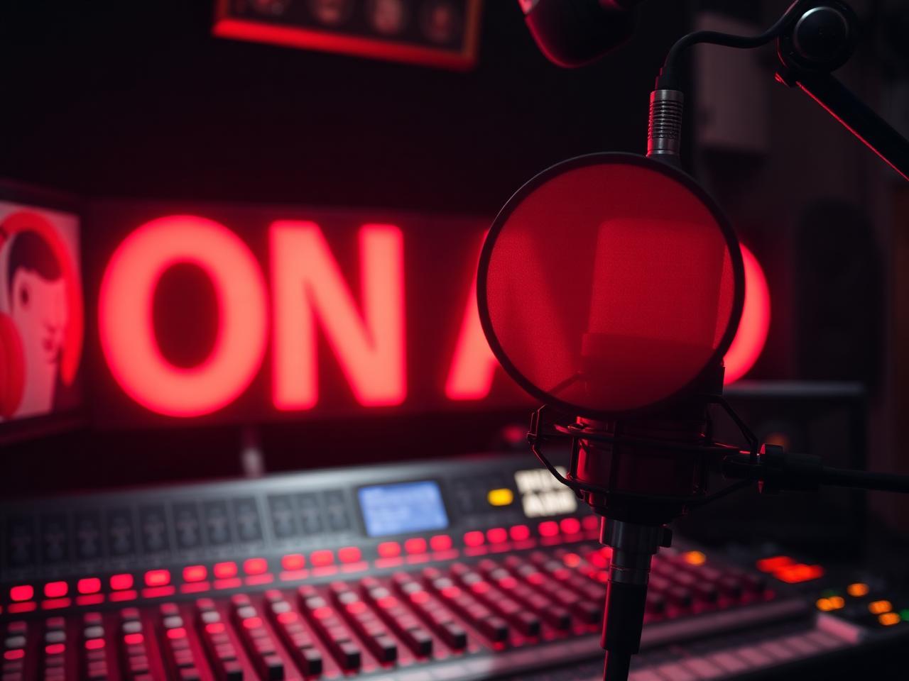 On-air radio studio control board